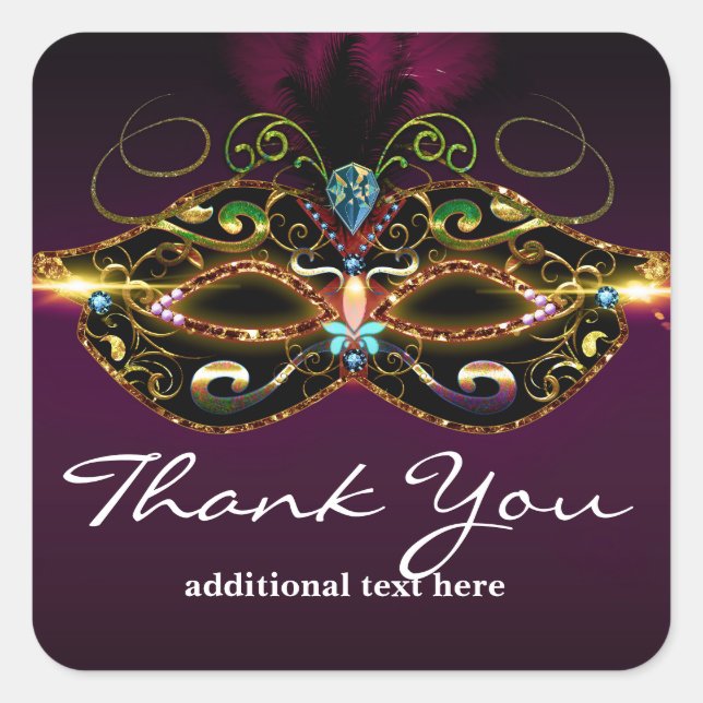 Sticker Carré Mascarade violet Mascarade Masque élégant Parti Fa (Devant)