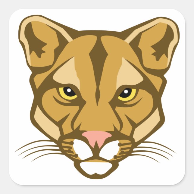 Sticker Carré Mascotte de cougar (Devant)