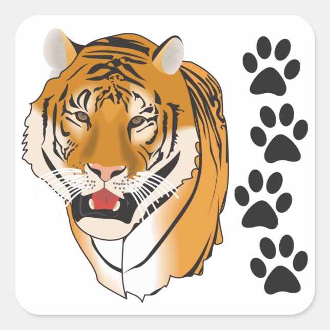 Sticker Carré Mascotte de tigre (Devant)