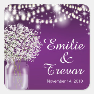 Sticker Carré Mason de respiration de bébé Jar String lumières v