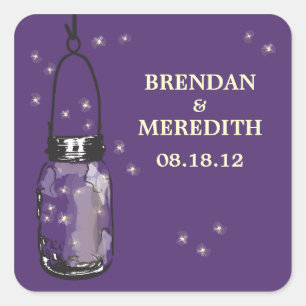 Sticker Carré Mason Jars avec Mariage de lucioles