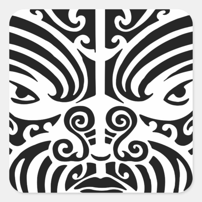 Sticker Carré Masque de tatouage tribal maori (Devant)