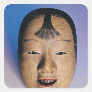 Sticker Carré Masque de théâtre de Noh d'un jeune garçon appe