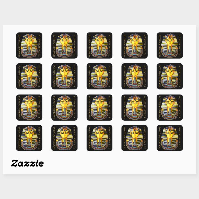 Sticker Carré Masque d'or de l'ancien pharaon égyptien Tutankham (Feuille)