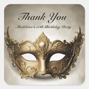Sticker Carré Masquerade Antique Venise Masque Chic 50e annivers