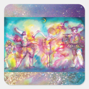 Sticker Carré MASQUERADE, Mardi Gras Masques, Danse, Musique