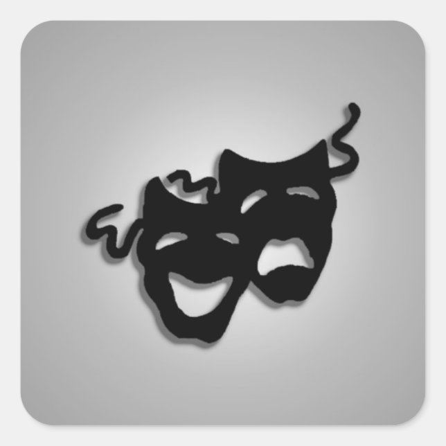 Sticker Carré Masques de théâtre comique et de tragédie (Devant)
