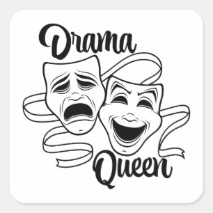 Sticker Carré Masques de théâtre de comédie et de tragédie Reine
