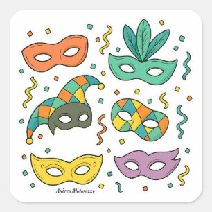Sticker Carré Masques Volants