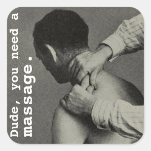 Sticker Carré Massage Vintage et personnalisable