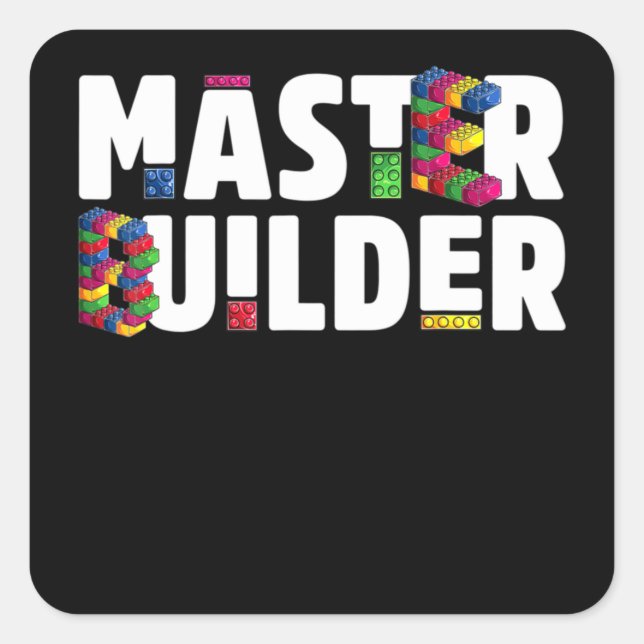 Sticker Carré Master Builder Kids Building Blocks Bricks Toys (Devant)