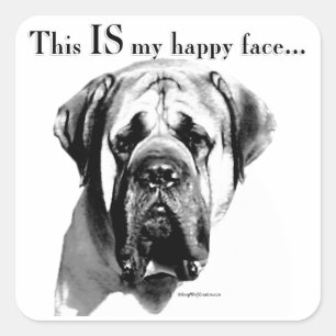 Sticker Carré Mastiff Joyeux visage