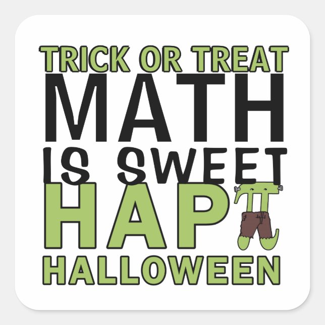 Sticker Carré Math est doux Halloween Pi enseignant amusant (Devant)