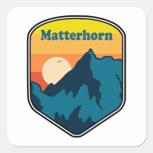 Sticker Carré Matterhorn Suisse Italie Sunrise
