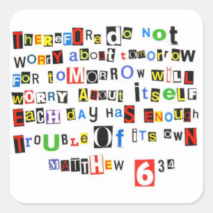 Sticker Carré Matthieu 6:34
