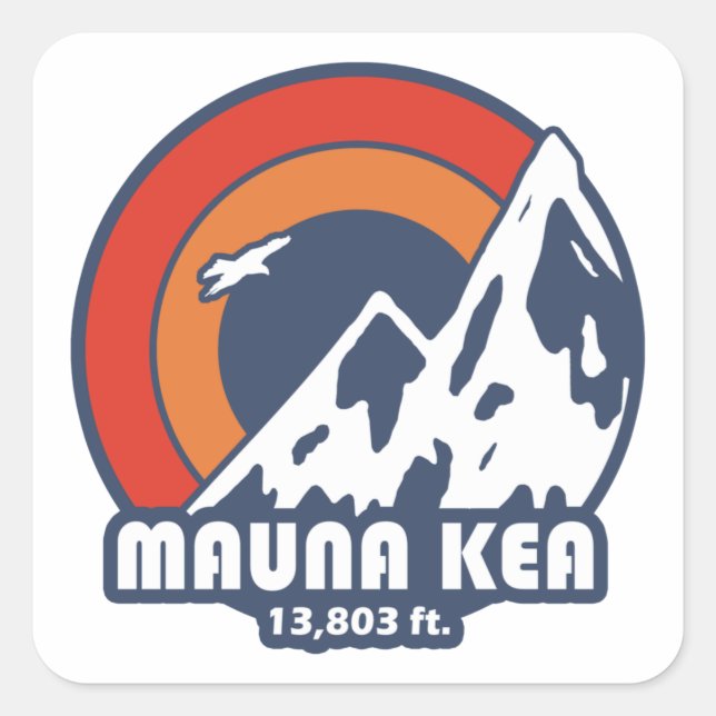 Sticker Carré Mauna Kea Hawaii Sun Eagle (Devant)