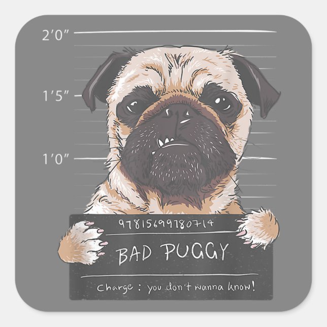 Sticker Carré Mauvaise charge Puggy Vous ne voulez pas connaître (Devant)