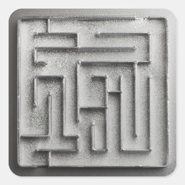 Sticker Carré Maze argenté (Devant)