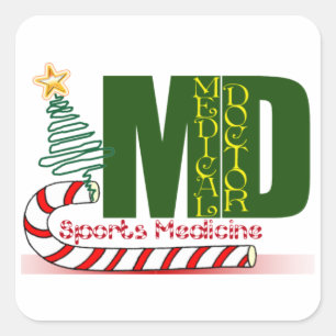 STICKER CARRÉ MD SPORTS MÉDECINE CHRISTMAS DOCTEUR MÉDICALE
