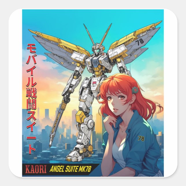 STICKER CARRÉ MECHA WARRIOR - LA SUITE ANGEL DE KAORI MK78 (Devant)