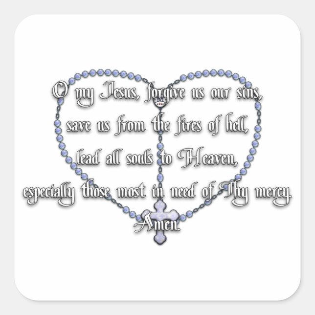 Sticker Carré Médaille miraculeuse Rosaire - Prière Fátima (Devant)