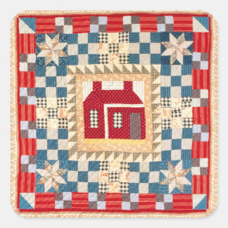 Sticker Carré Médaillon de maison avec plusieurs bordures