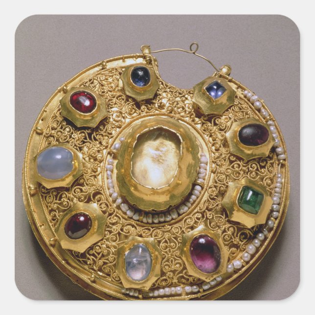 Sticker Carré Médaillon Kolt, or serti de perles et (Devant)