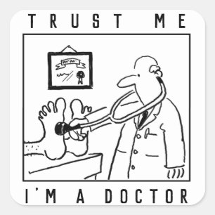 Sticker Carré Médecin amusant avec Stethoscope Checet Pieds