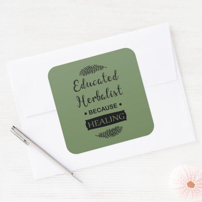 Sticker Carré Médecine naturelle herbaliste instruite (Enveloppe)