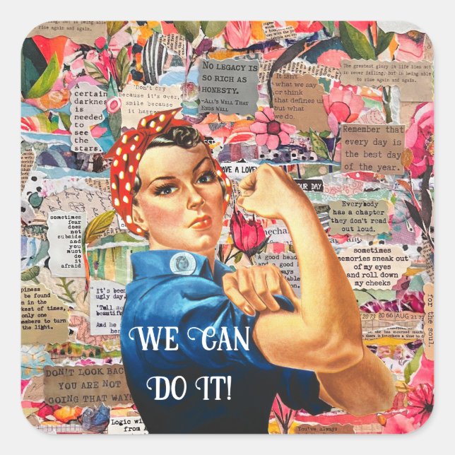 Sticker Carré Médias mixtes Inspirationnel Rosie le Riveter (Devant)