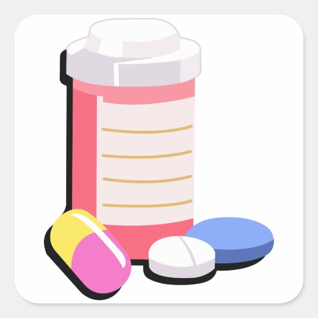 Sticker Carré Médicaments d'ordonnance (Devant)