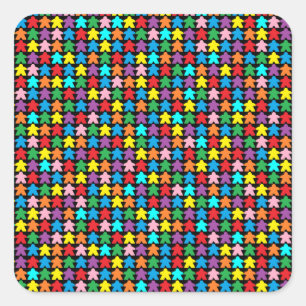 Sticker Carré Meeples multicolores