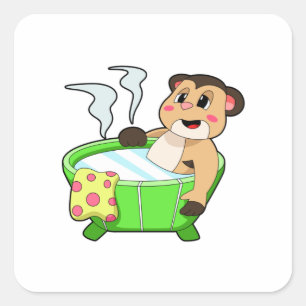 Sticker Carré Meerkat à la baignade dans la baignoire