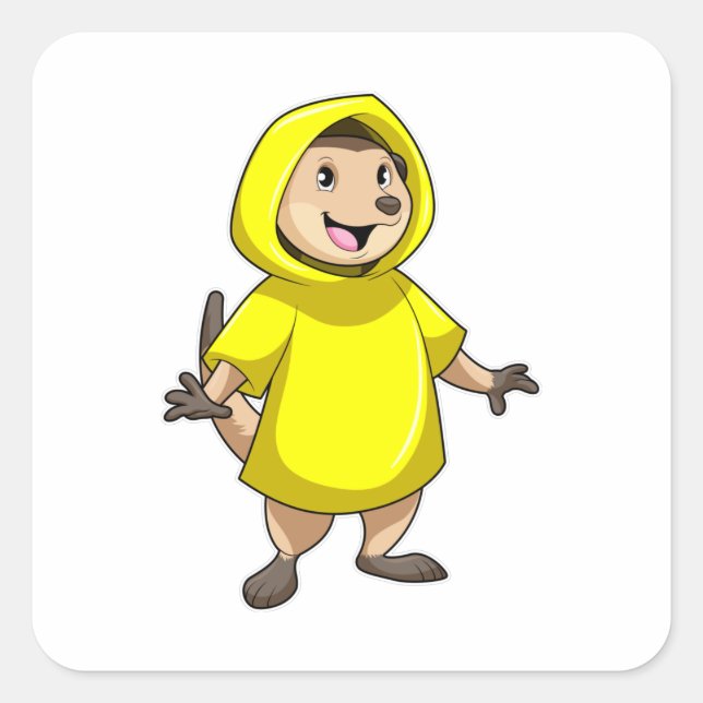 Sticker Carré Meerkat avec Raincoat (Devant)