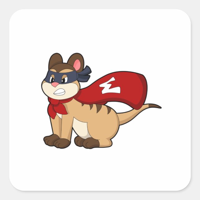 Sticker Carré Meerkat en héros avec masque (Devant)