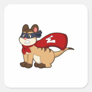 Sticker Carré Meerkat en héros avec masque