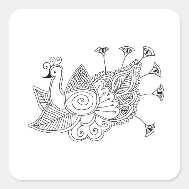 Sticker Carré Mehendi Peacock (Devant)