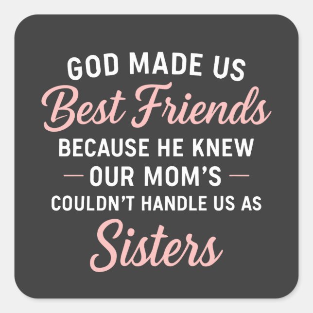 Sticker Carré Meilleur Ami Pour Amitié Bestie BFF Squad (Devant)