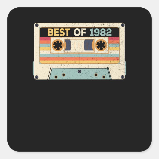 Sticker Carré Meilleur De 1982 Bande Cassette Anniversaire (Devant)