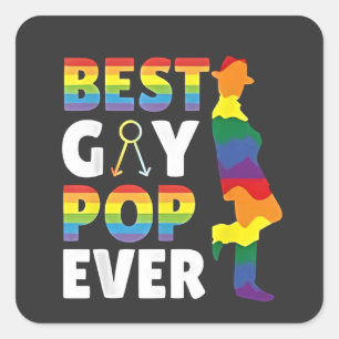 Sticker Carré Meilleur Gay Pop Ever LGBT Prith Mois Grand-père P