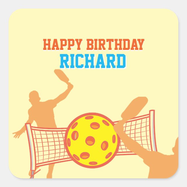 Sticker Carré Meilleur Joueur de Pickleball Amusant fête d'anniv (Devant)
