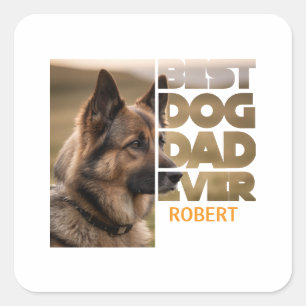 Sticker Carré Meilleur papa de chien photo personnalisée