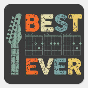 Sticker Carré meilleur papa guitare jamais accords Best Rockstar
