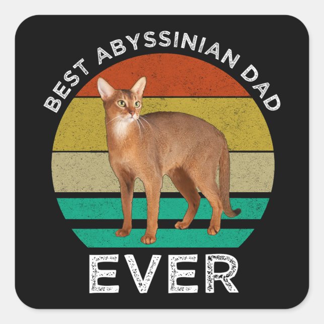 Sticker Carré Meilleur Père Abyssin Jamais (Devant)