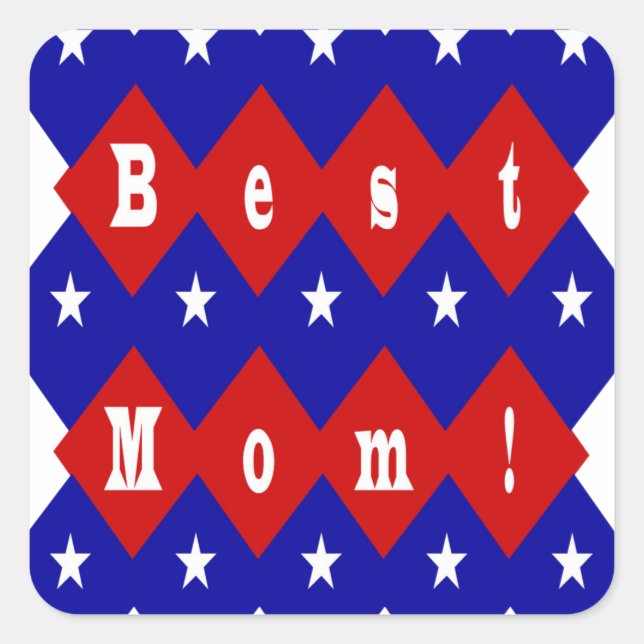 Sticker Carré Meilleure maman en forme de diamant patriotique (Devant)