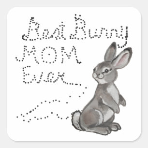 Sticker Carré Meilleure maman lapin toujours mignonne lapin Text