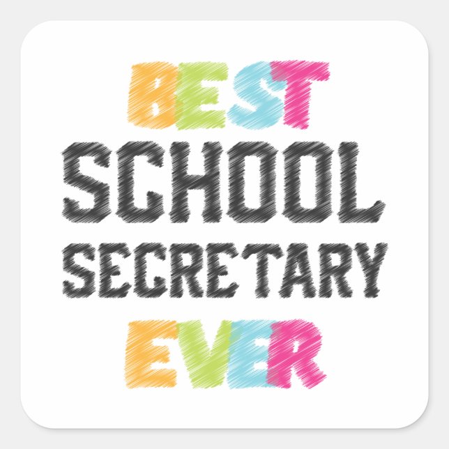 Sticker Carré meilleure secrétaire scolaire (Devant)
