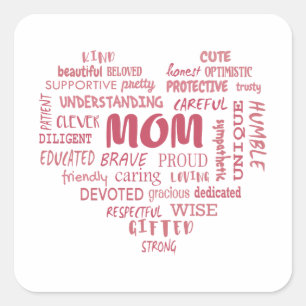 Sticker Carré Meilleures qualités de mère et caractéristiques de
