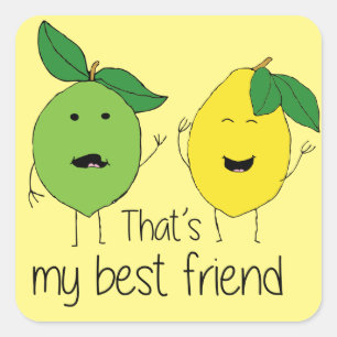 Sticker Carré Meilleurs amis au citron et au citron BFF