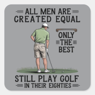 Sticker Carré Meilleurs hommes jouent au golf Eighties drôle gol